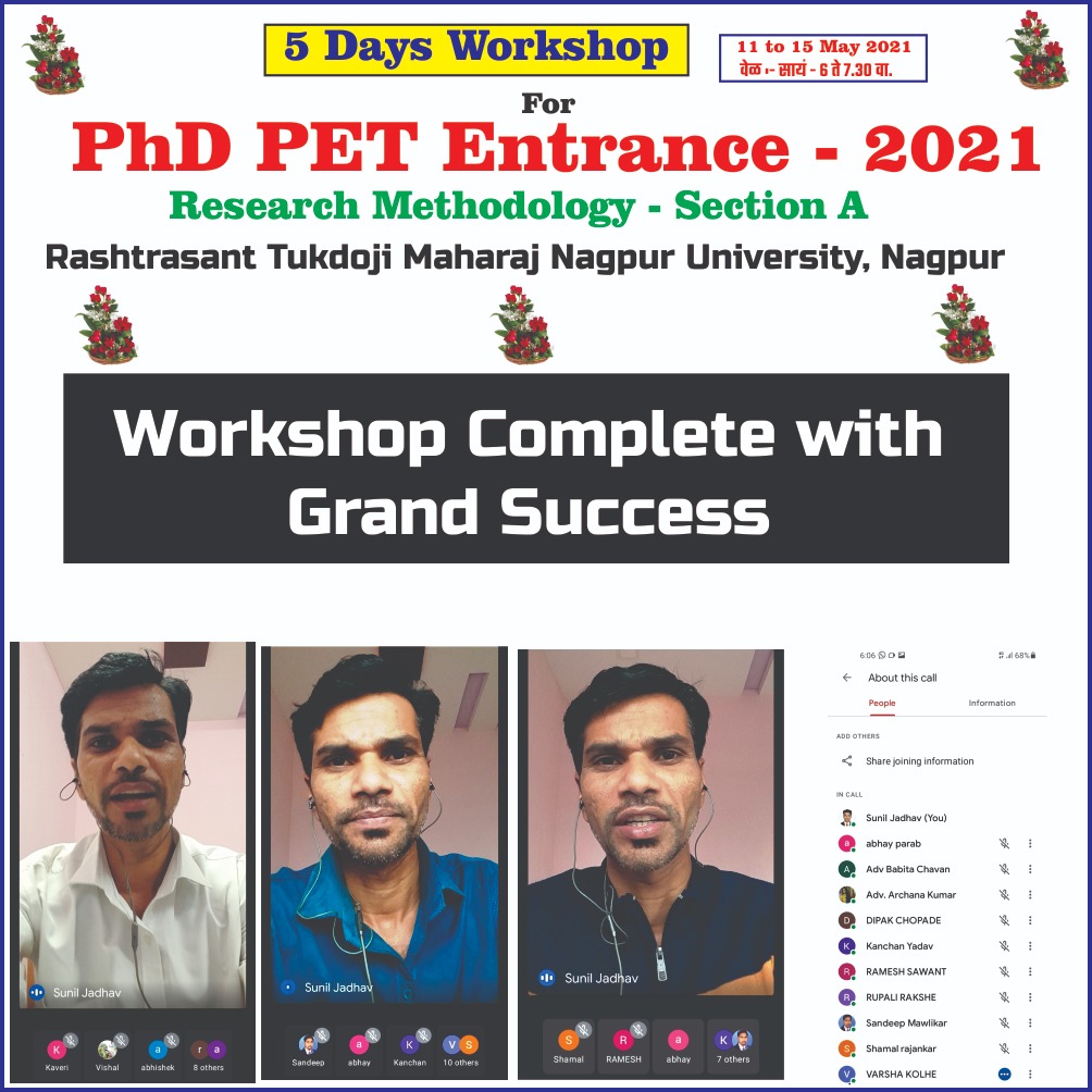RTM Nagpur University PhD PET Entrance 2021 workshop poster